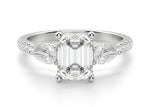 Load image into Gallery viewer, Pear Side Stone Accented Emerald Cut 1.00 Ct Center Engagement Ring Moissanite
