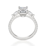 Load image into Gallery viewer, Pear Side Stone Accented Emerald Cut 1.00 Ct Center Engagement Ring Moissanite
