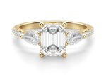 Load image into Gallery viewer, Pear Side Stone Accented Emerald Cut 1.00 Ct Center Engagement Ring Moissanite
