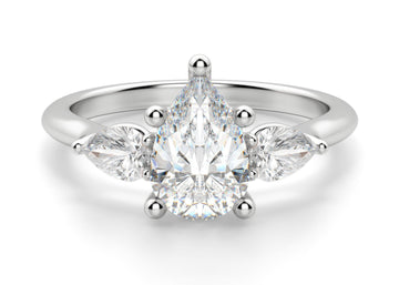 Pear Side Stone Classic Pear Cut 1.00 Ct Center Engagement Ring Moissanite