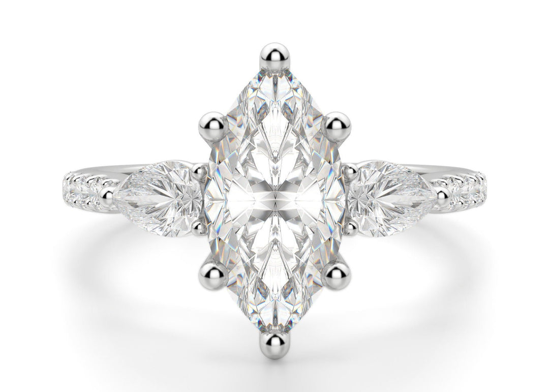 Pear Side Stone Accented Marquise Cut 1.50 Ct Center Engagement Ring