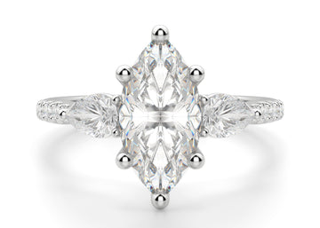 Pear Side Stone Accented Marquise Cut 1.50 Ct Center Engagement Ring