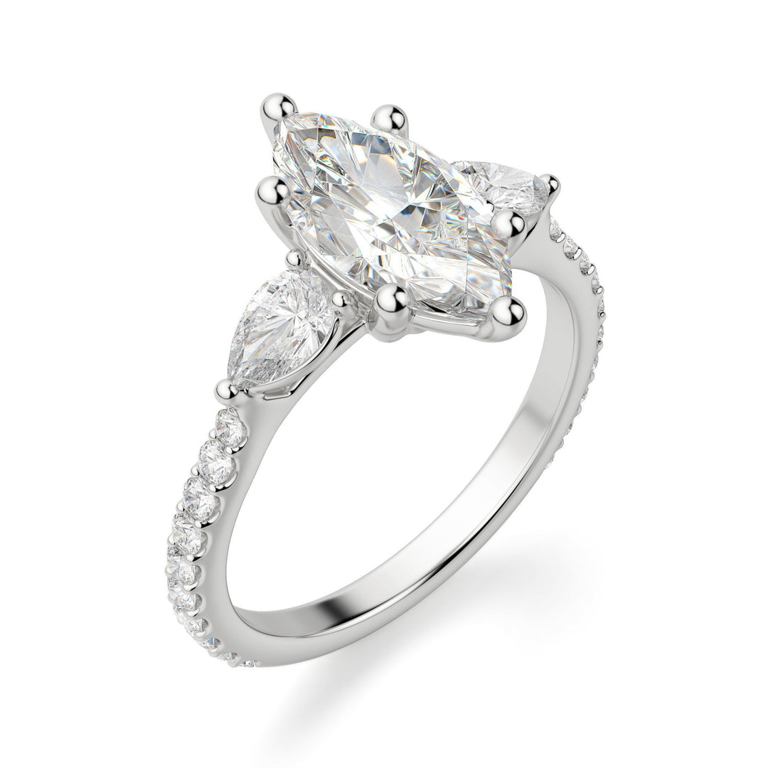 Pear Side Stone Accented Marquise Cut 1.50 Ct Center Engagement Ring