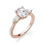 Load image into Gallery viewer, Pear Side Stone Accented Oval Cut 1.0 Ct Center Engagement Ring Moissnite
