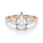 Load image into Gallery viewer, Pear Side Stone  Accented Pear Cut 1.00 Ct Center Engagement Ring Moissanite
