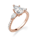 Load image into Gallery viewer, Pear Side Stone  Accented Pear Cut 1.00 Ct Center Engagement Ring Moissanite
