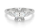 Load image into Gallery viewer, Pear Side Stone Accented Oval Cut 1.0 Ct Center Engagement Ring Moissnite
