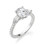 Load image into Gallery viewer, Pear Side Stone Accented Oval Cut 1.0 Ct Center Engagement Ring Moissnite
