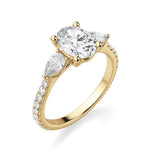 Load image into Gallery viewer, Pear Side Stone Accented Oval Cut 1.0 Ct Center Engagement Ring Moissnite
