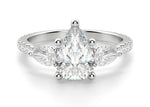 Load image into Gallery viewer, Pear Side Stone  Accented Pear Cut 1.00 Ct Center Engagement Ring Moissanite
