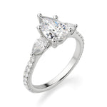 Load image into Gallery viewer, Pear Side Stone  Accented Pear Cut 1.00 Ct Center Engagement Ring Moissanite
