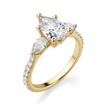 Load image into Gallery viewer, Pear Side Stone  Accented Pear Cut 1.00 Ct Center Engagement Ring Moissanite
