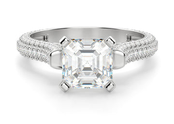 Seine Asscher Cut 0.50 Ct Center Engagement Ring Moissanite