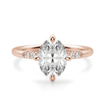 Load image into Gallery viewer, Kite Set Accented Oval Cut 0.50 Ct Center Engagement Ring Moissanite
