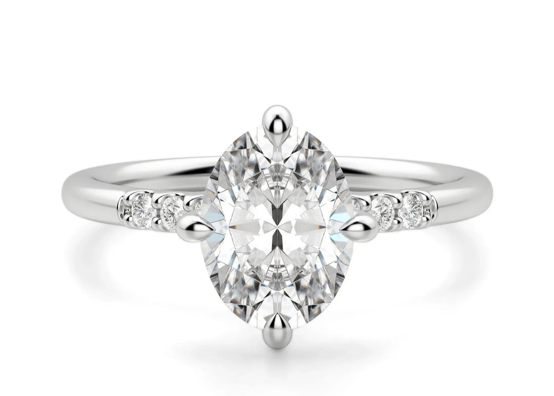 Kite Set Accented Oval Cut 0.50 Ct Center Engagement Ring Moissanite