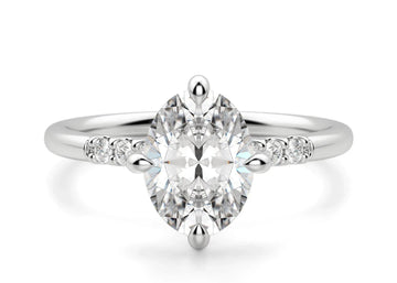 Kite Set Accented Oval Cut 0.50 Ct Center Engagement Ring Moissanite