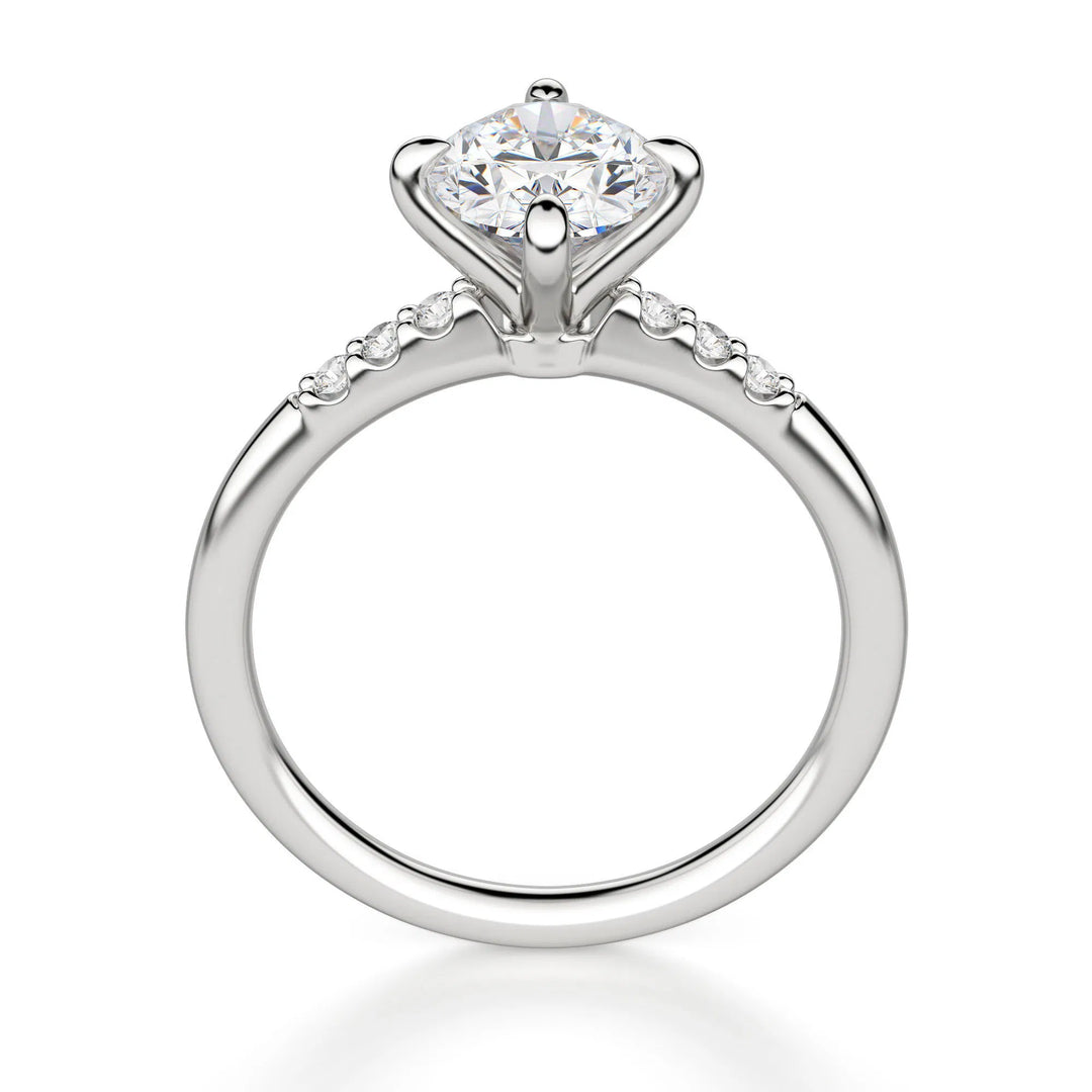 Kite Set Accented Oval Cut 0.50 Ct Center Engagement Ring Moissanite