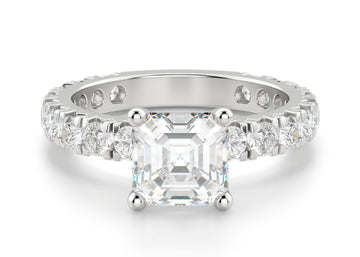 Gwyneth Asscher Cut 0.50 Ct Center Engagement Ring Moissanite