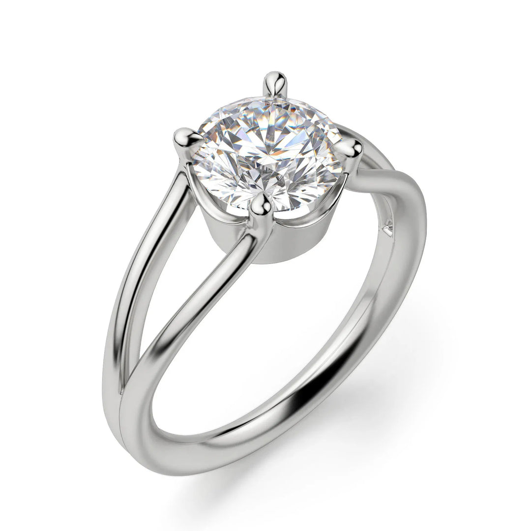 The Elan Round Cut 1.50 Ct Centre Engagement Ring Moissanite