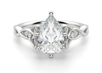 Celtic Knot Pear Cut 1.00 Ct Center Engagement Ring Moissanite
