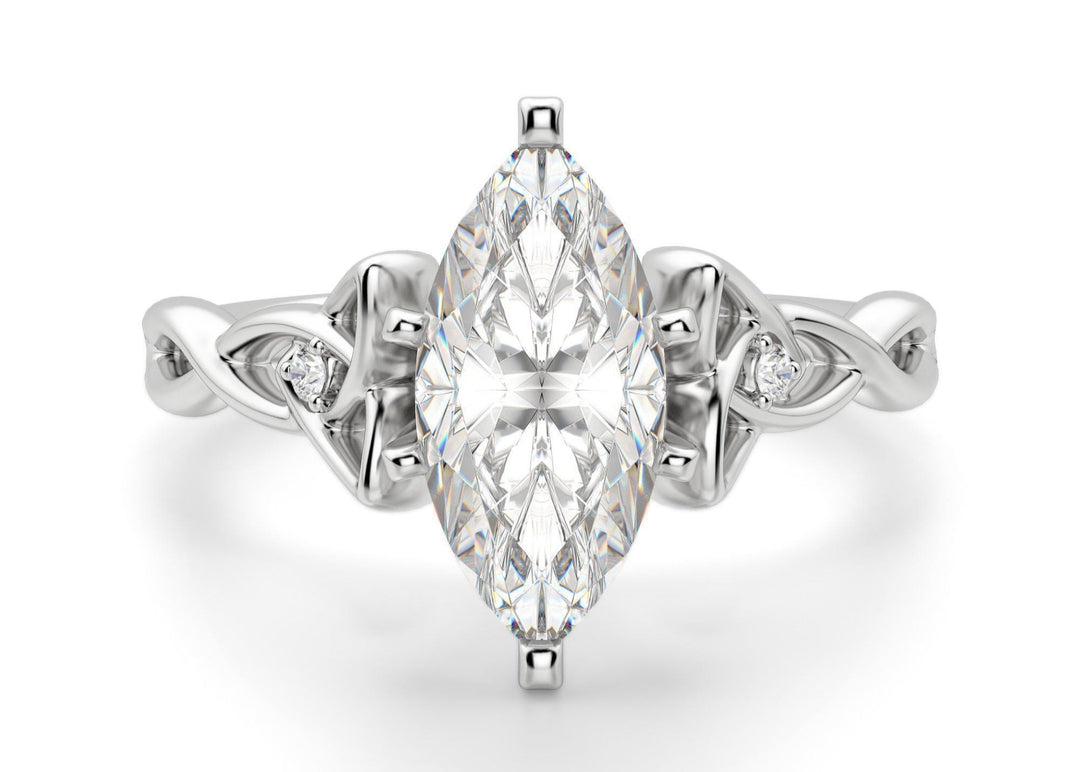 Celtic Knot Marquise Cut 2.00 Ct Center Engagement Ring Moissanite