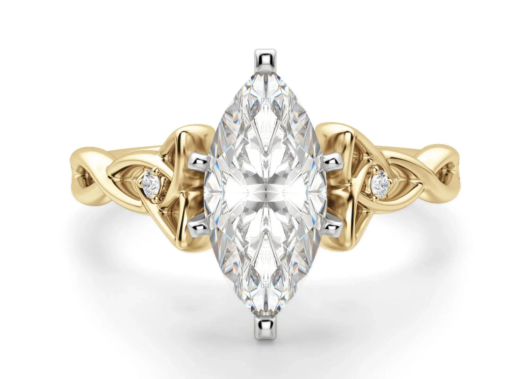 Celtic Knot Marquise Cut 2.00 Ct Center Engagement Ring Moissanite