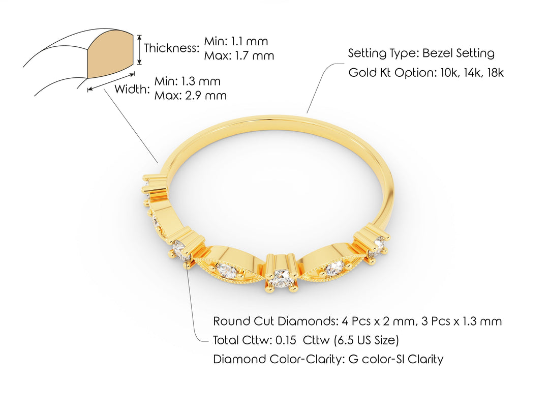 Vintage Stackable Moissanite Wedding Band