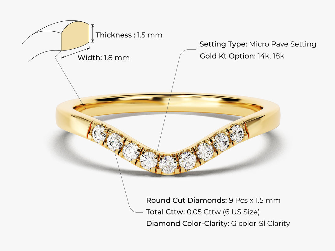 U-curved Moissanite Wedding Band
