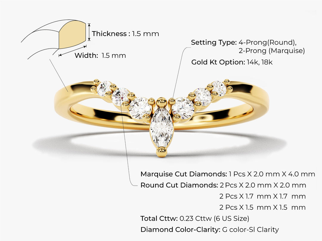 Vintage Marquise Tipped Moissanite Wedding Band