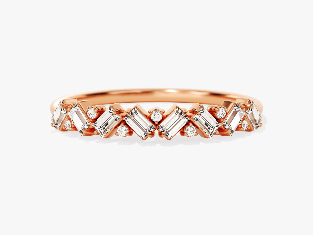 Petite Baguette Cluster Moissanite Wedding Band