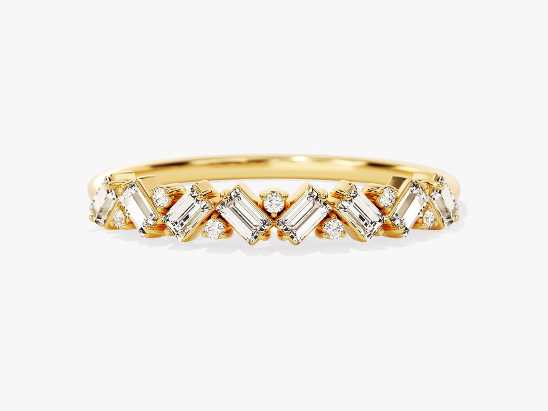 Petite Baguette Cluster Moissanite Wedding Band