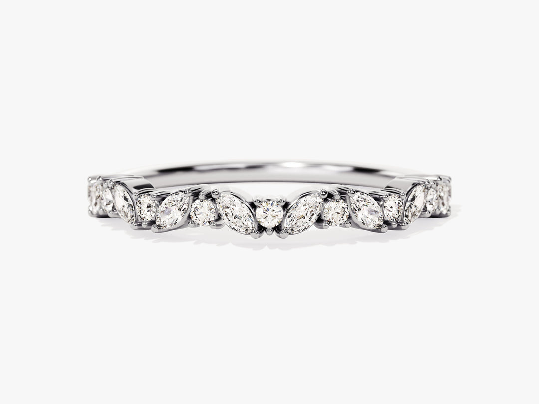 Marquise And Round Bold Moissanite Wedding Band