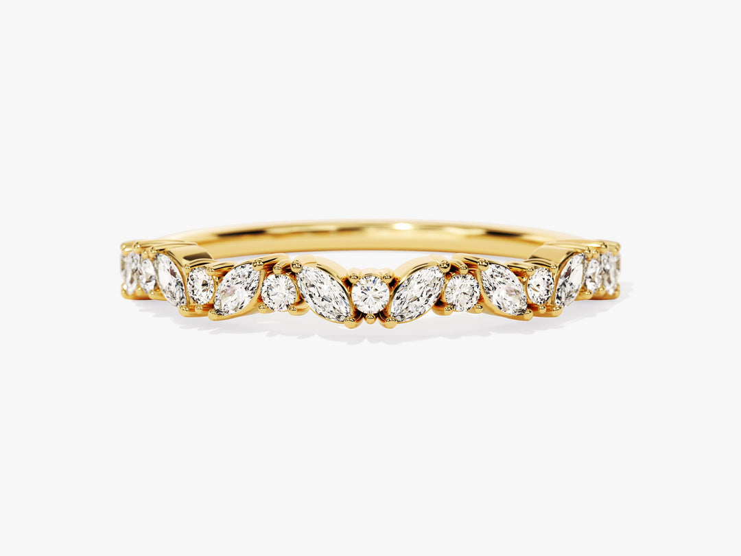 Marquise And Round Bold Moissanite Wedding Band