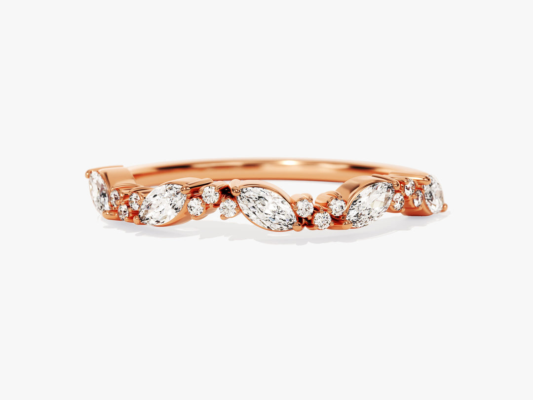 Marquise And Round Cluster Moissanite Wedding Band