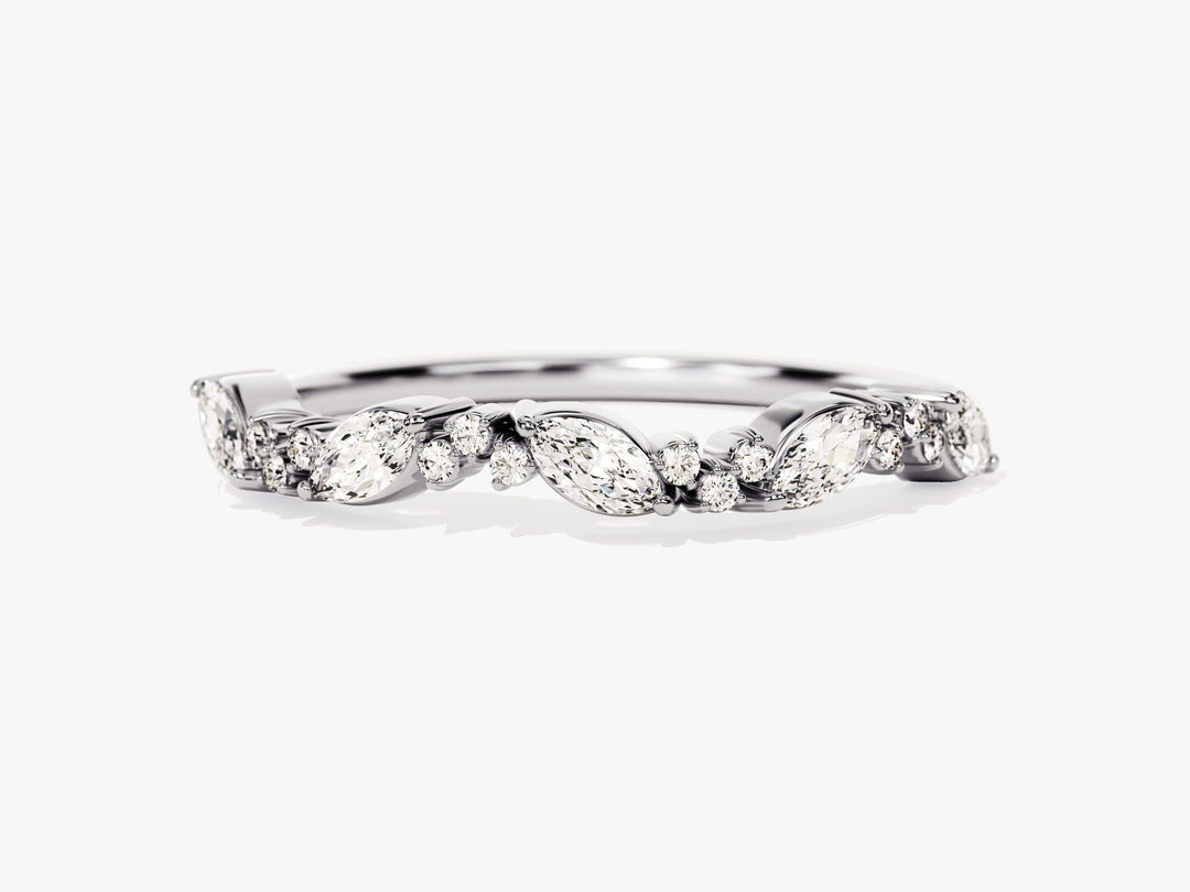 Marquise And Round Cluster Moissanite Wedding Band