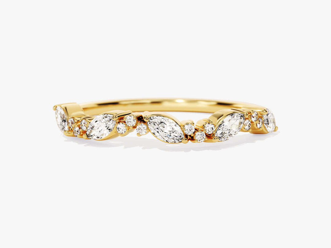 Marquise And Round Cluster Moissanite Wedding Band