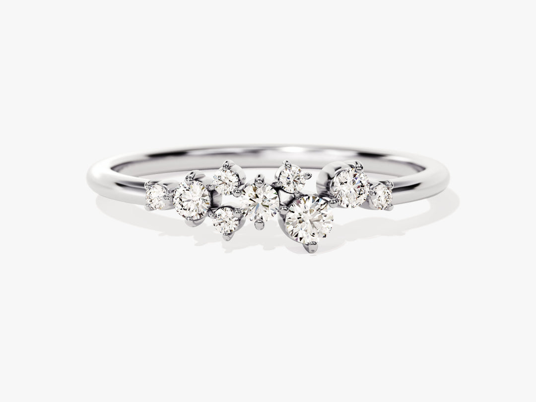 Floating Cluster Moissanite Wedding Band