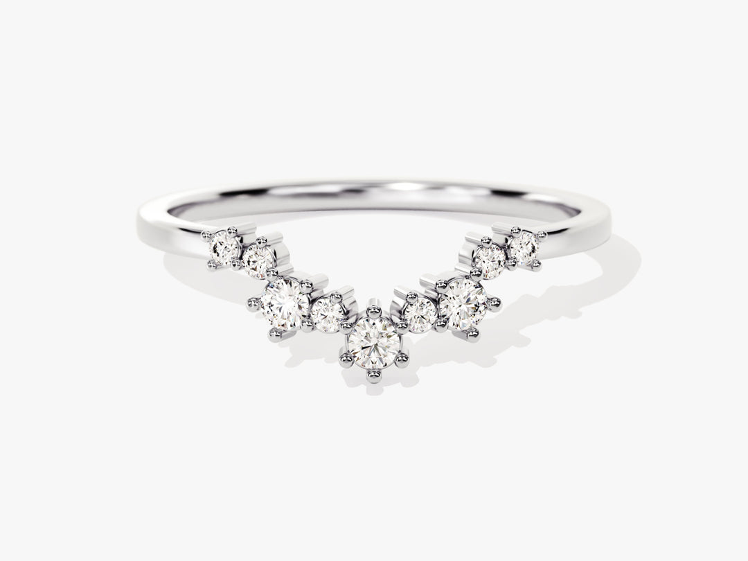 Curved Cluster Moissanite Wedding Band