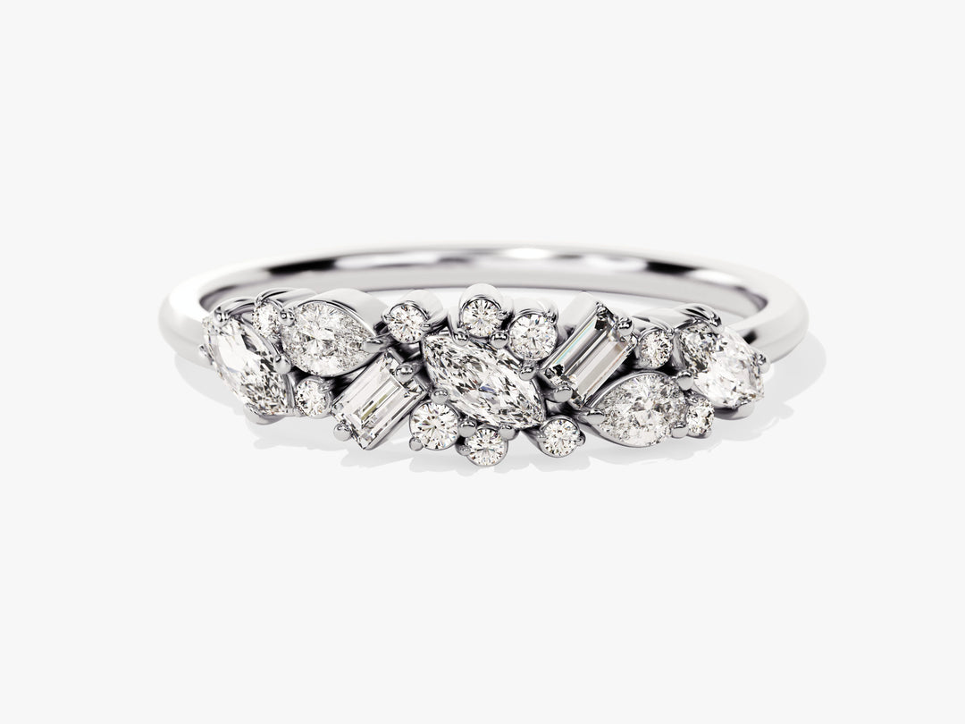 Vintage Bold Cluster Moissanite Wedding Band