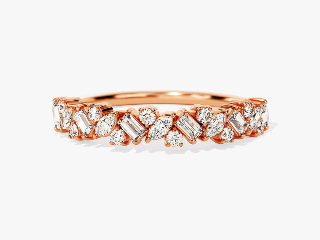 Multi-cut Cluster Moissanite Wedding Band