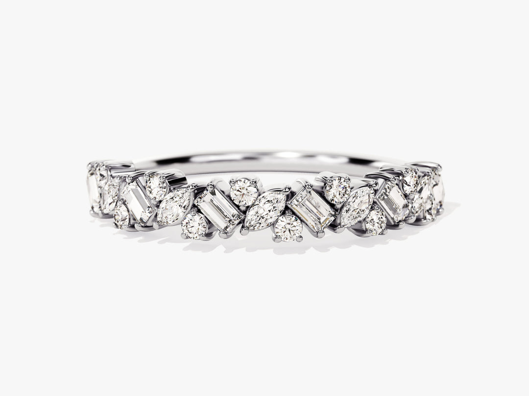 Multi-cut Cluster Moissanite Wedding Band