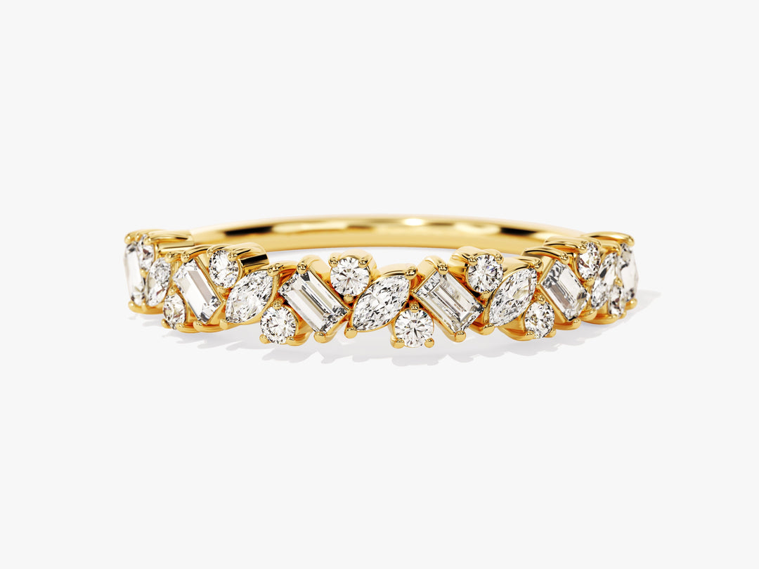 Multi-cut Cluster Moissanite Wedding Band