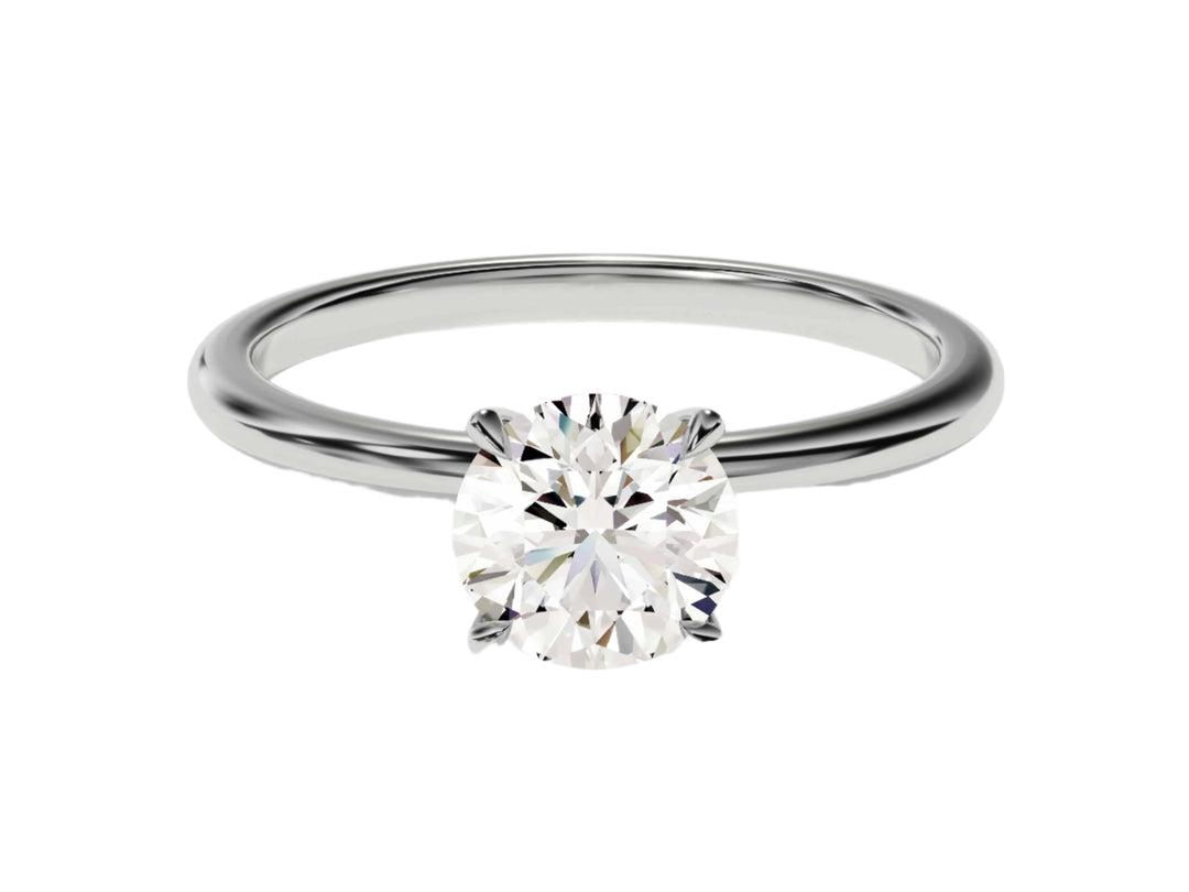 4-prong Solitaire Round Cut Moissanite Engagement Ring (1.00 Ct)