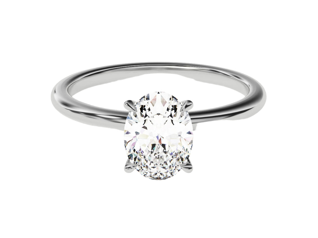 4-prong Solitaire Oval Cut Moissanite Engagement Ring (1.50 Ct)