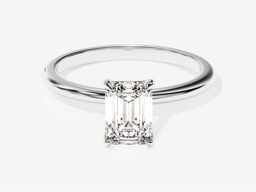 Emerald Cut Solitaire Moissanite Engagement Ring (1.00 Ct)