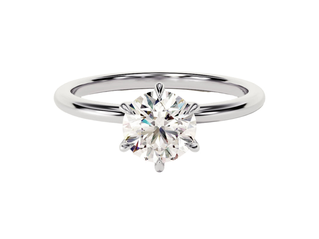 6-prong Solitaire Round Cut Moissanite Engagement Ring (1.00 Ct)