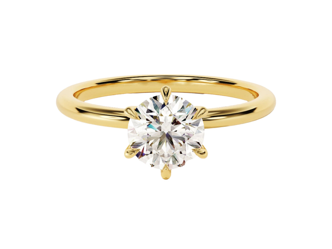 6-prong Solitaire Round Cut Moissanite Engagement Ring (1.00 Ct)