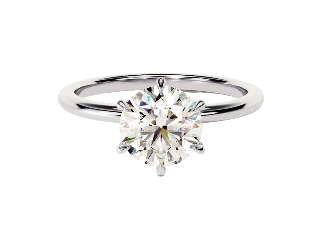 6-prong Solitaire Round Cut Moissanite Engagement Ring (1.50 Ct)