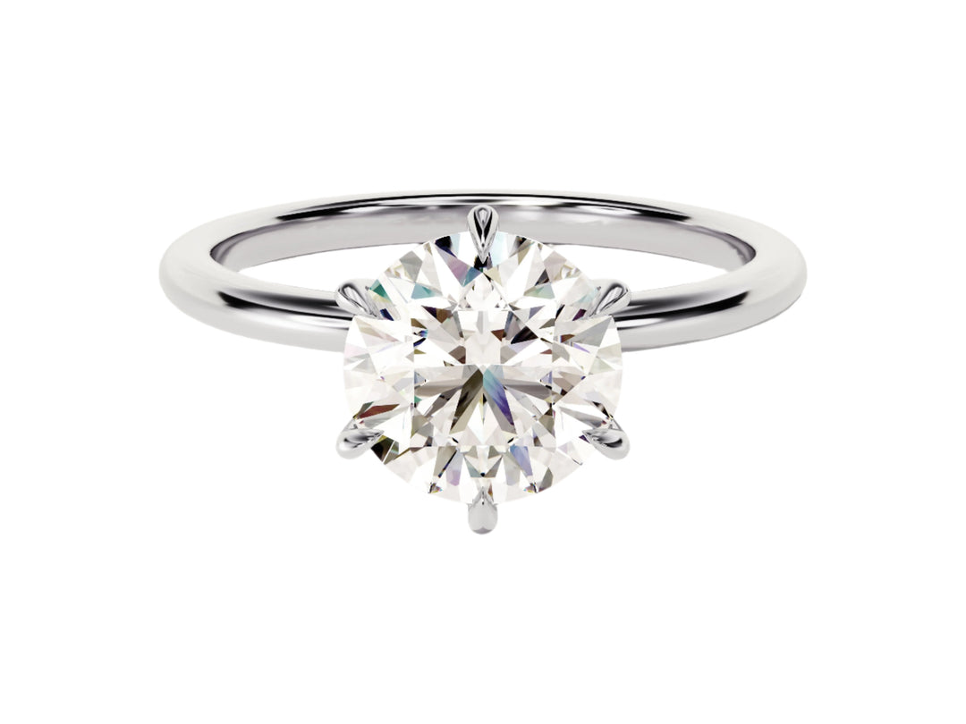 6-prong Solitaire Round Cut Moissanite Engagement Ring (2.00 Ct)