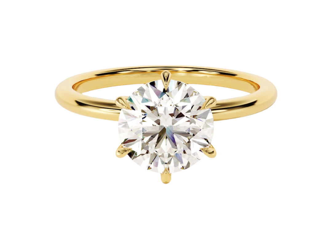 6-prong Solitaire Round Cut Moissanite Engagement Ring (2.00 Ct)